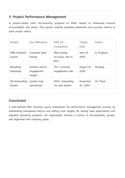 Free KRA Tracking Layout Template to Edit Online