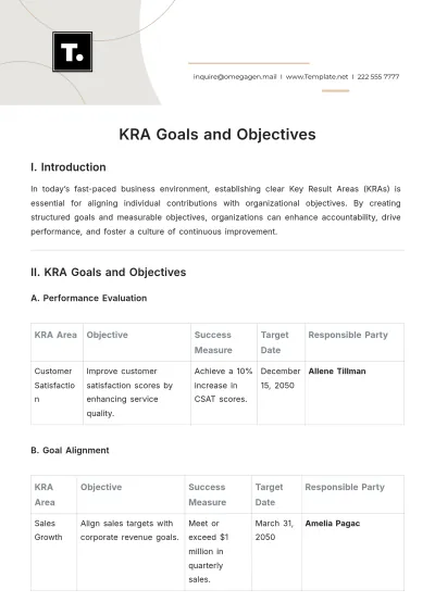 Free KRA Goals and Objectives Template to Edit Online