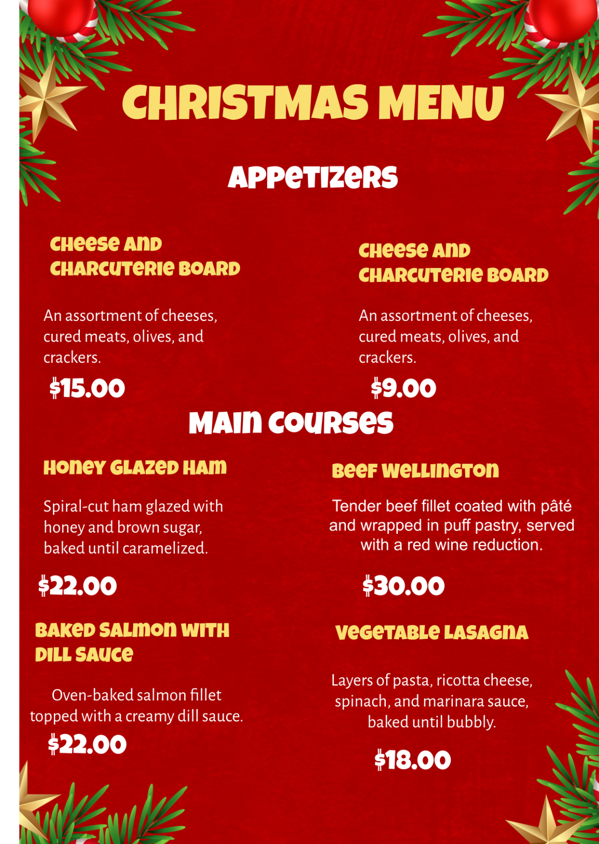 Editable Christmas Menu Template - Edit Online & Download