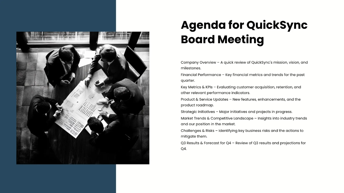 Free Board Report Presentation Template to Edit Online