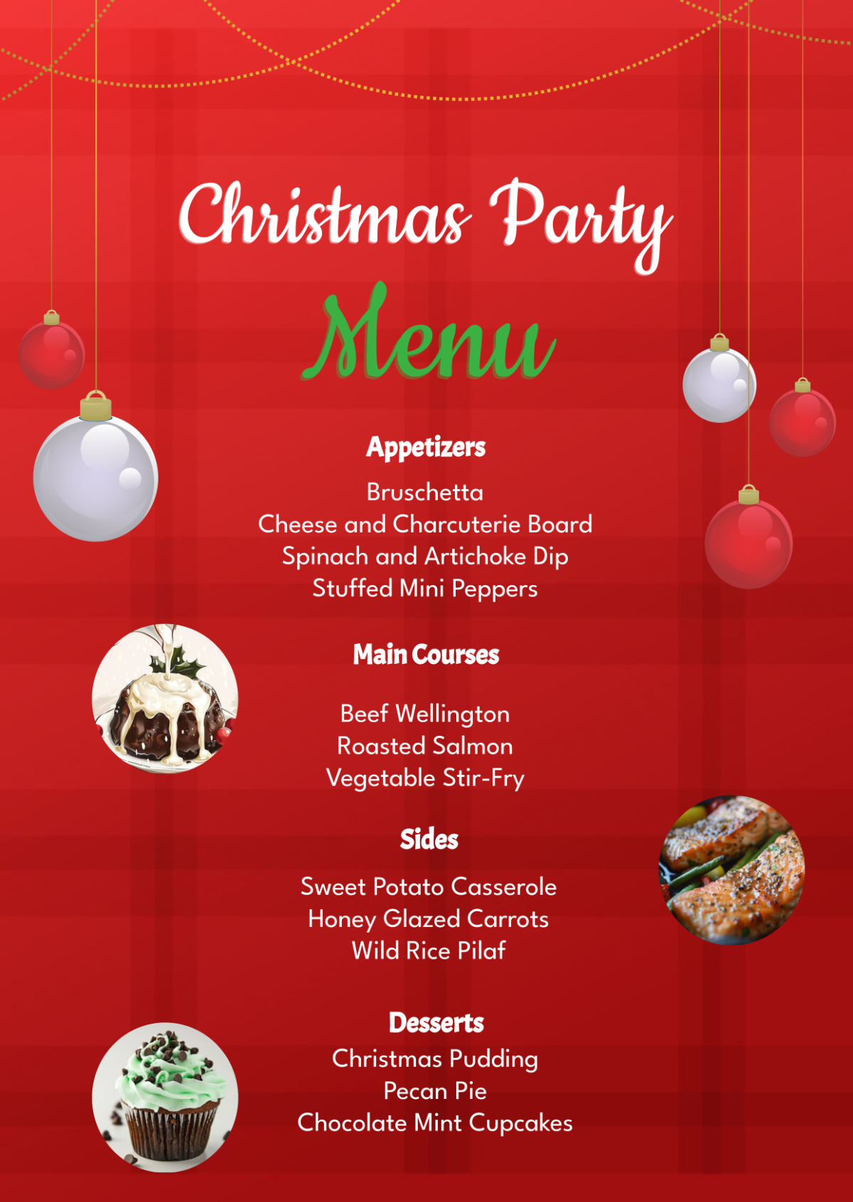 Professional Christmas Party Menu Template - Edit Online & Download