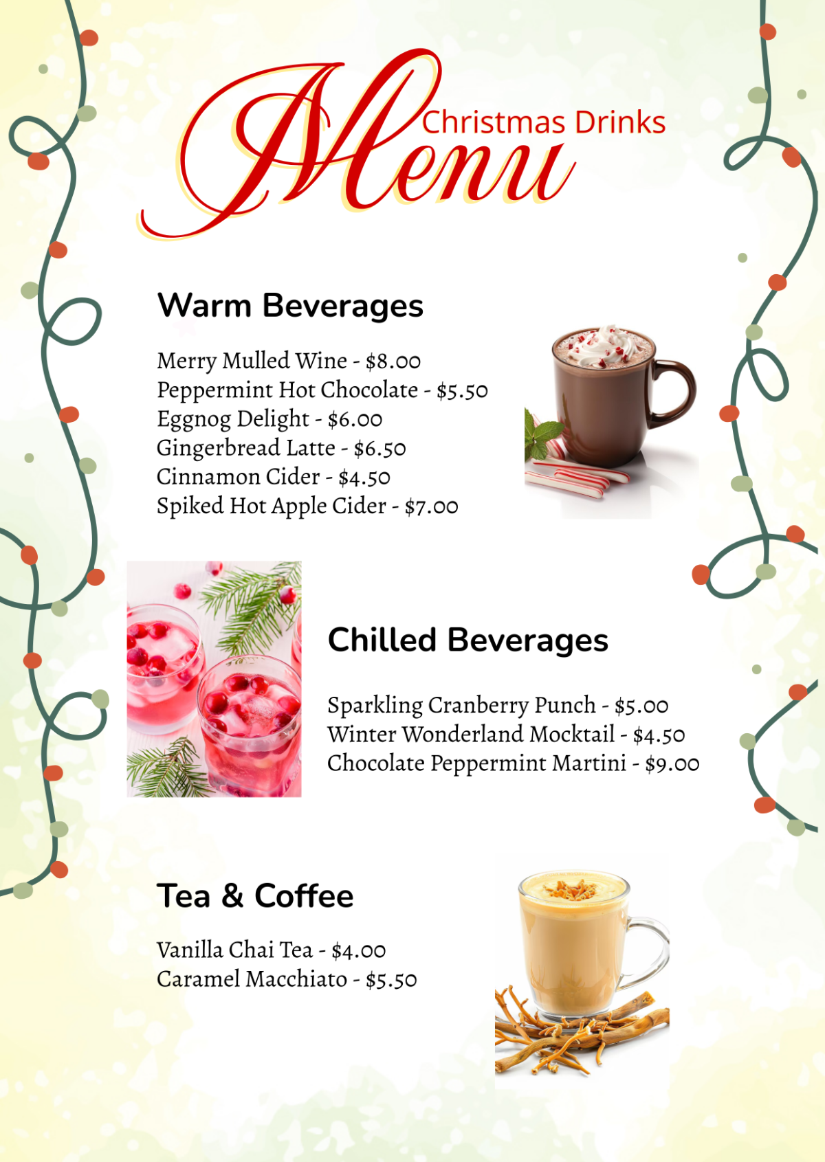 Creative Christmas Drinks Menu Template - Edit Online & Download