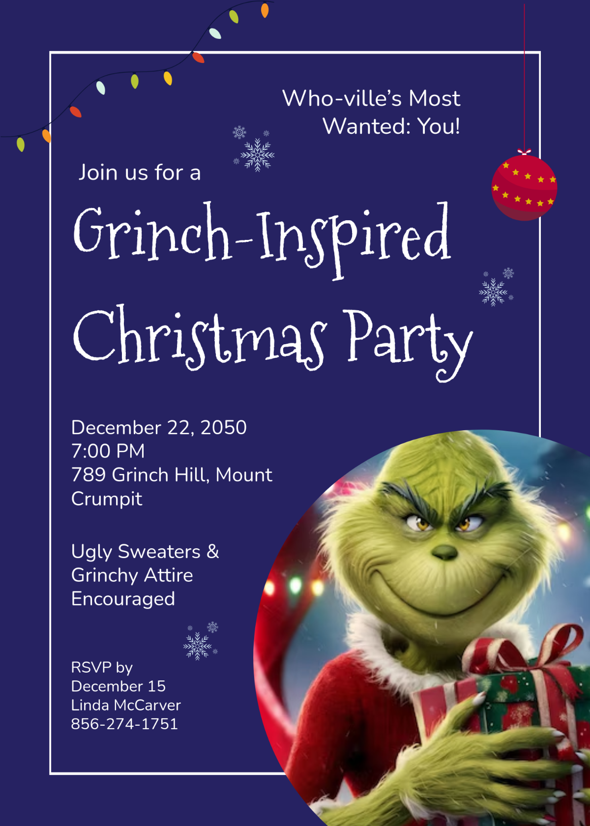 Free Grinch Christmas Invitation Template