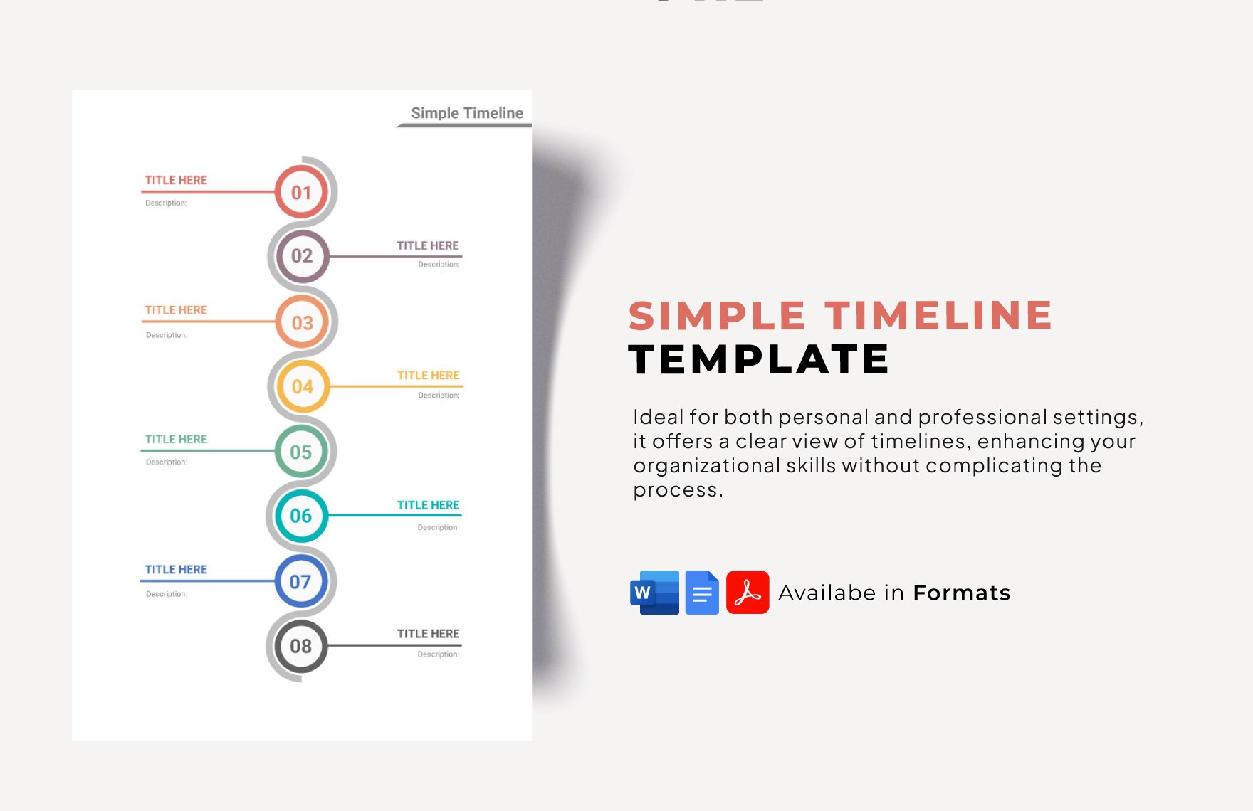Simple Timeline Template in Word, Google Docs, PDF, Apple Pages