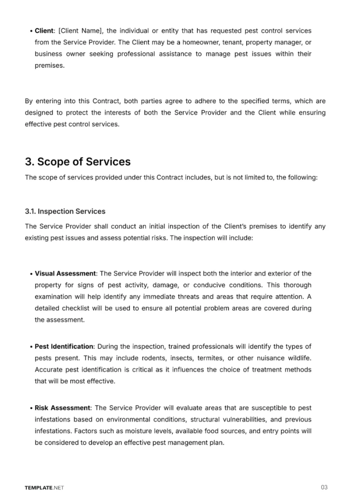 Free Pest Control Service Contract Template to Edit Online