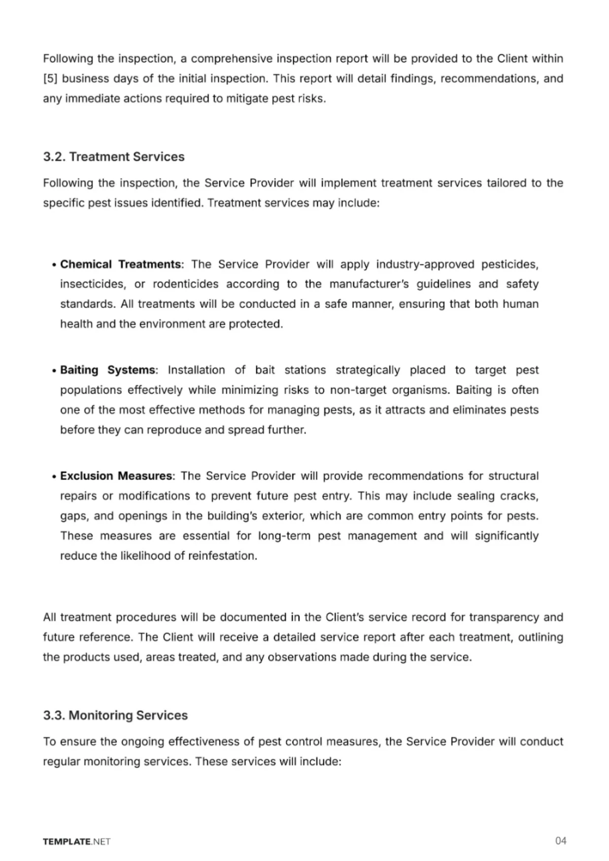 Free Pest Control Service Contract Template to Edit Online