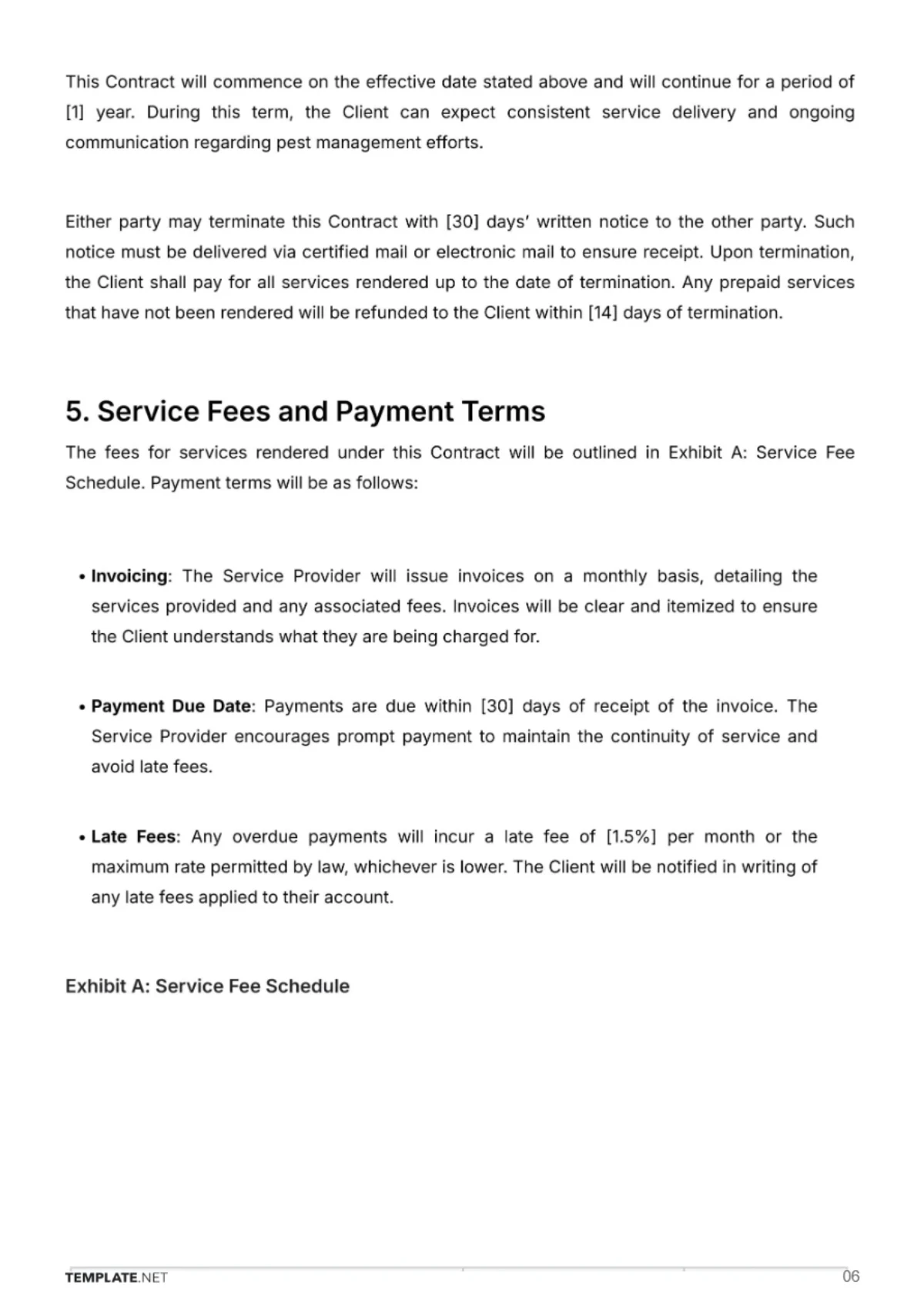 Free Pest Control Service Contract Template to Edit Online