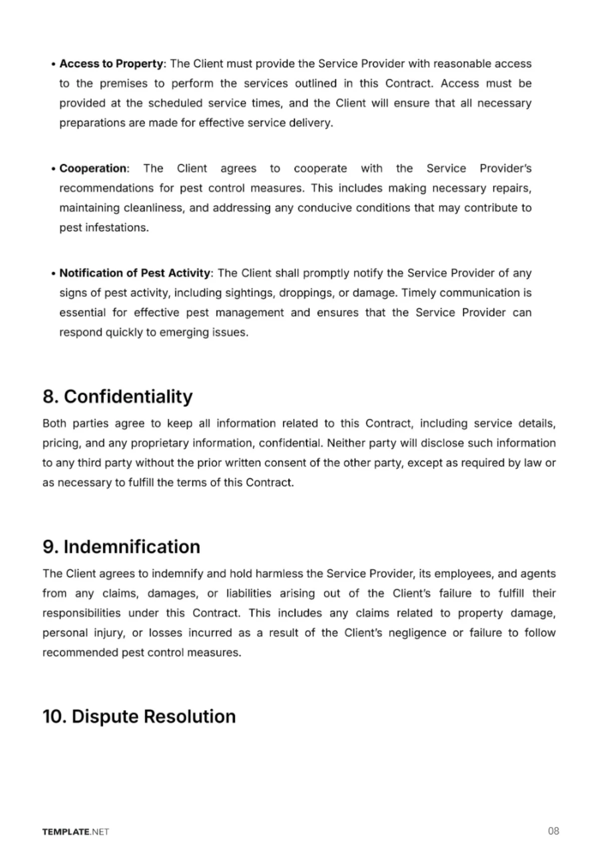 Free Pest Control Service Contract Template to Edit Online