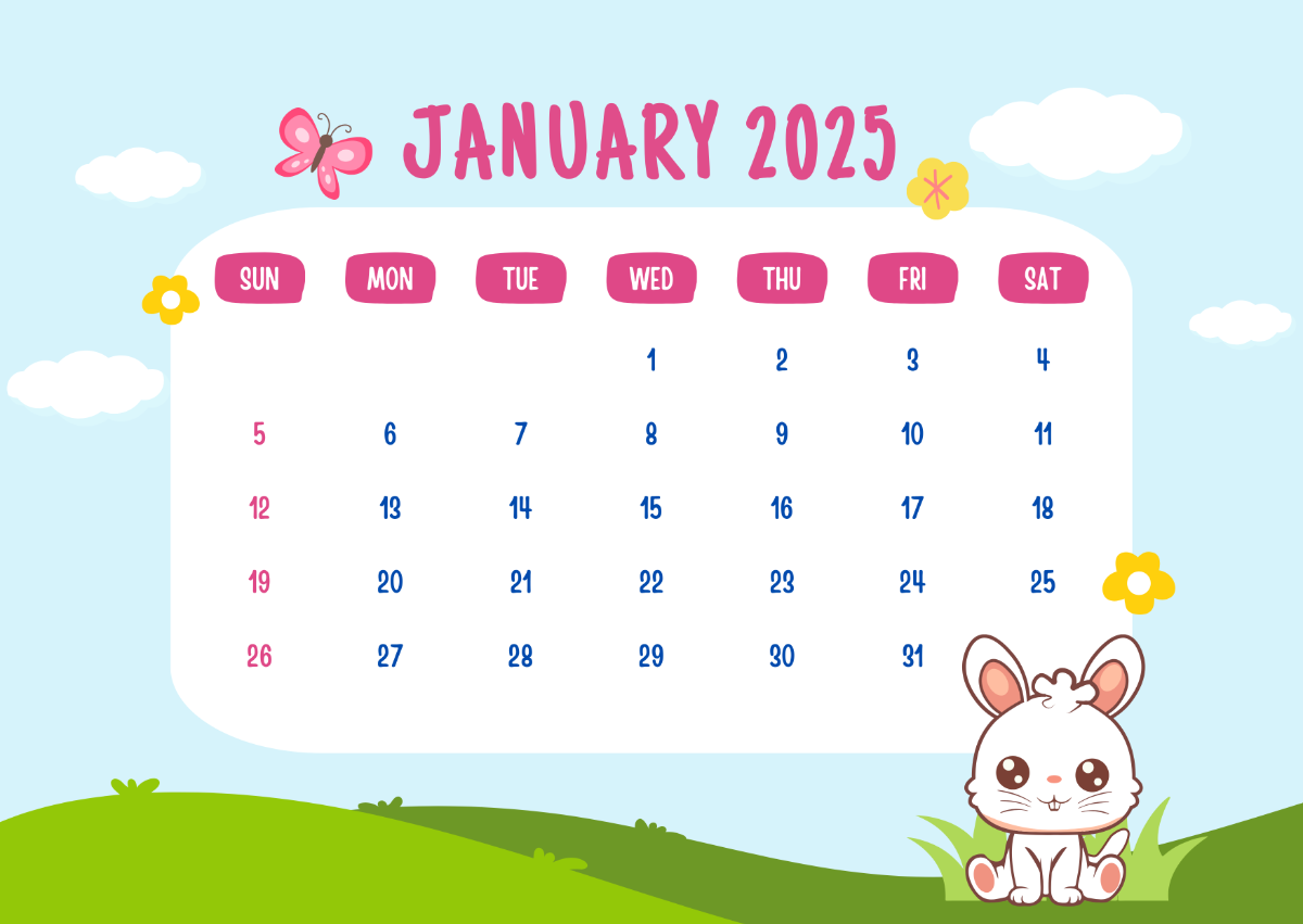 Cute January 2025 Calendar