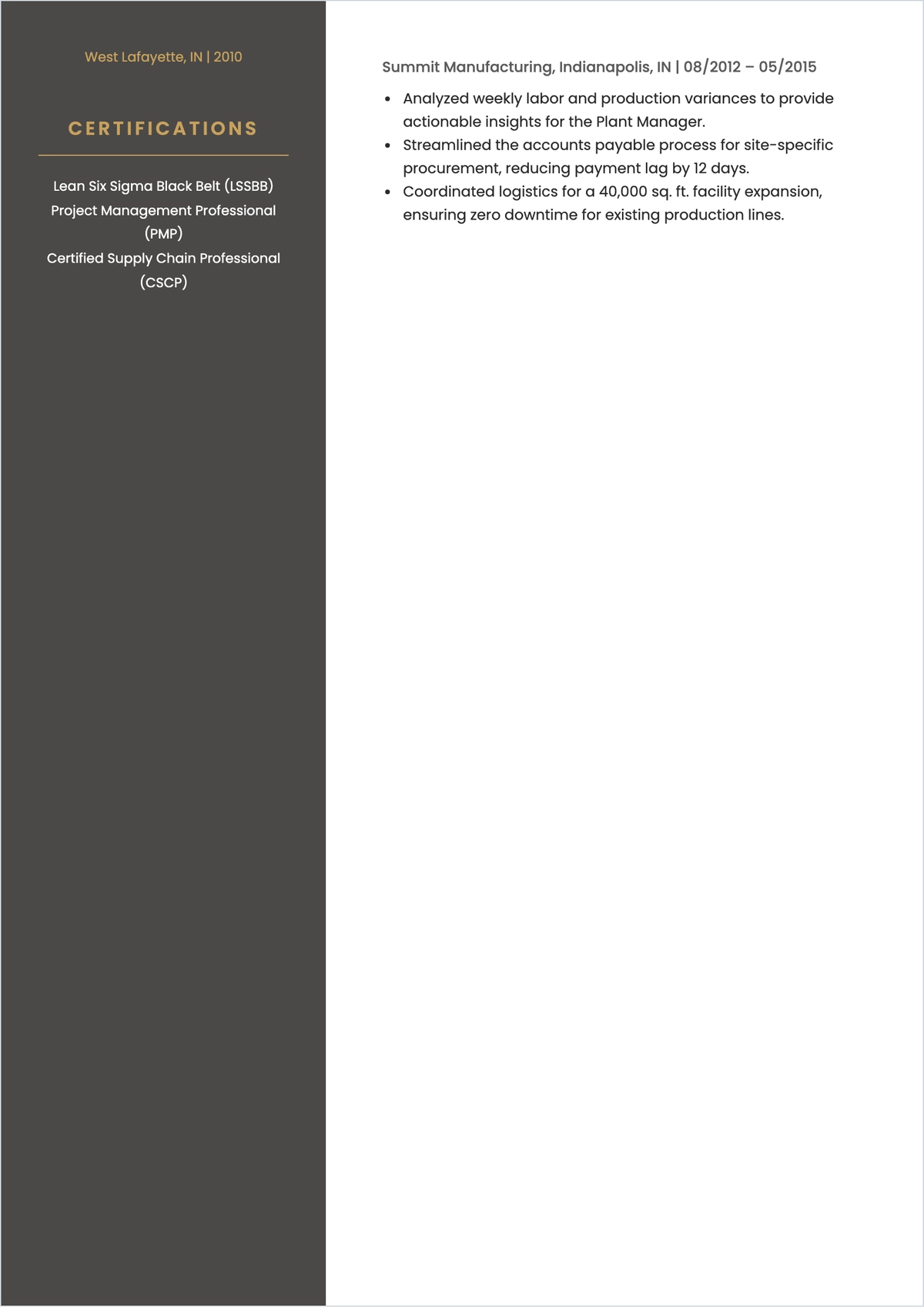 Free Business Management Corporate ATS CV Template, AI CV Builder