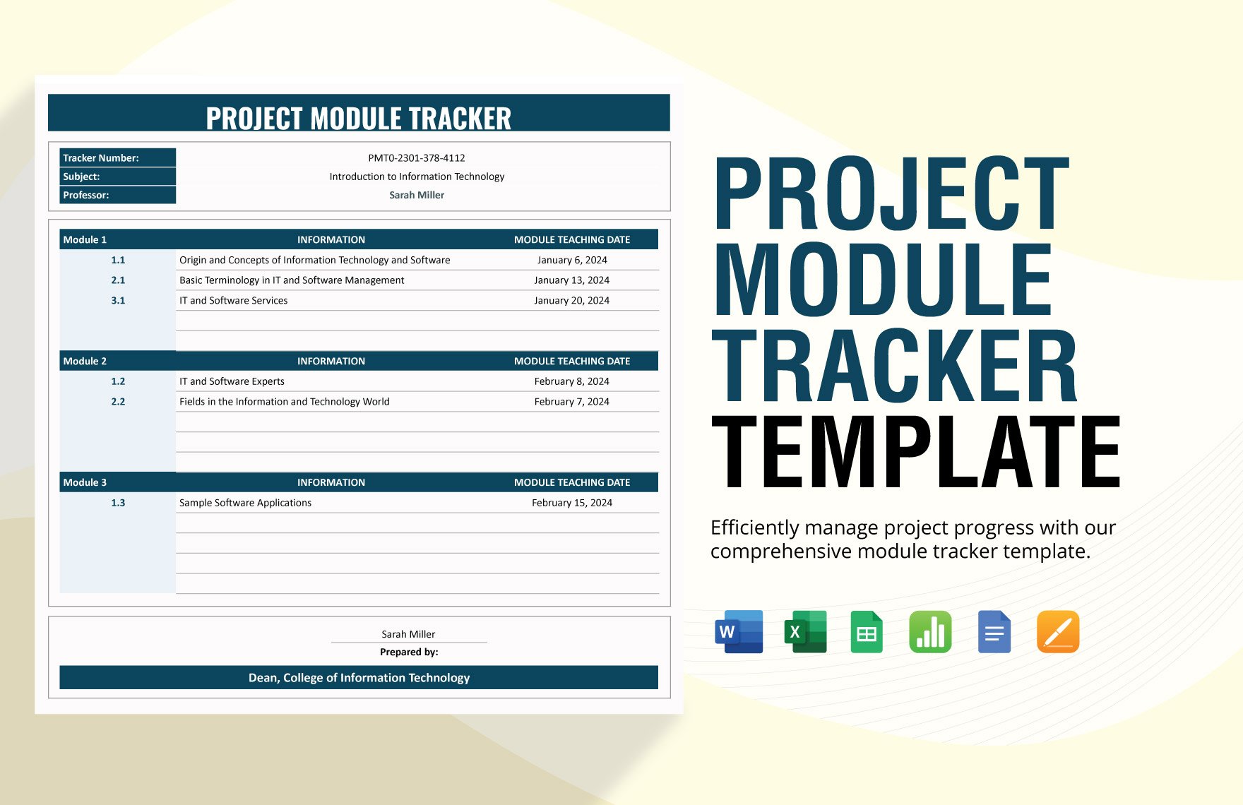 Project Module Tracker Template