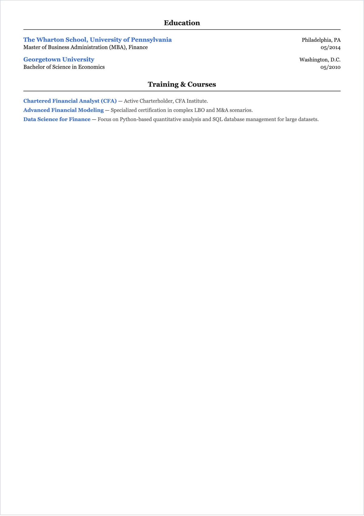 Free Investor Layout Corporate ATS CV Template, AI CV Builder