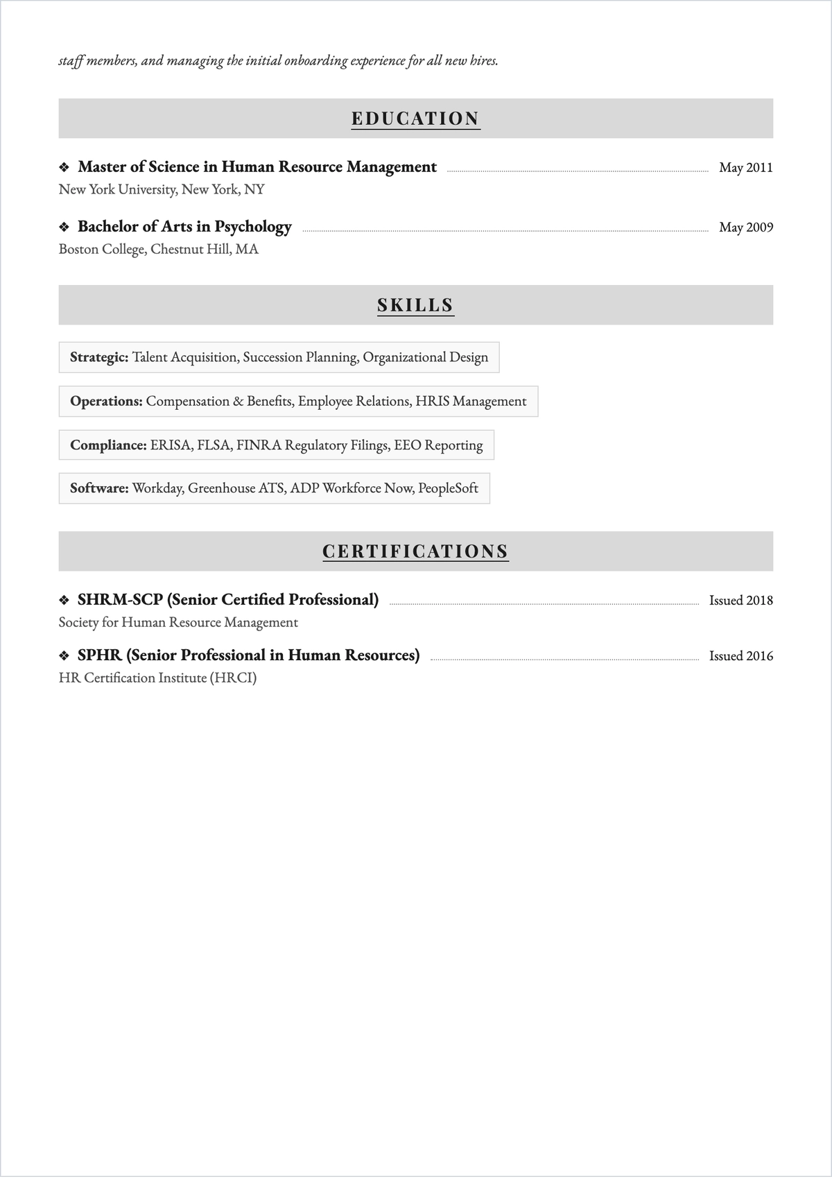 Free Human Resources Corporate ATS CV Template, AI CV Builder