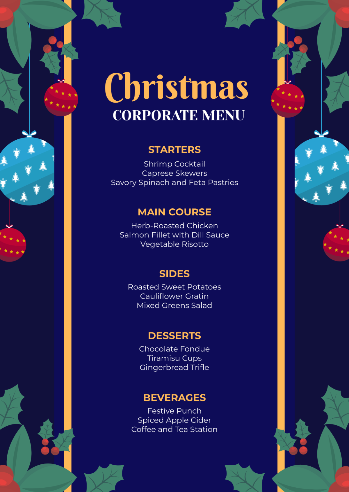 Christmas Corporate Menu Template