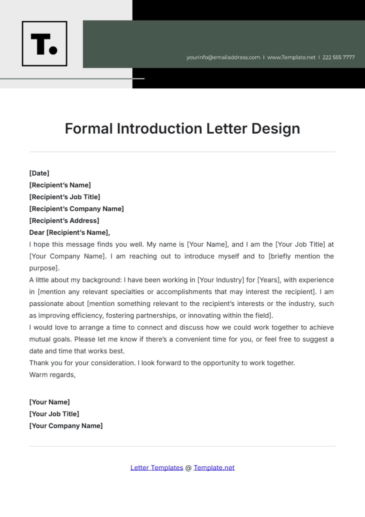 Formal Introduction Letter Design Template