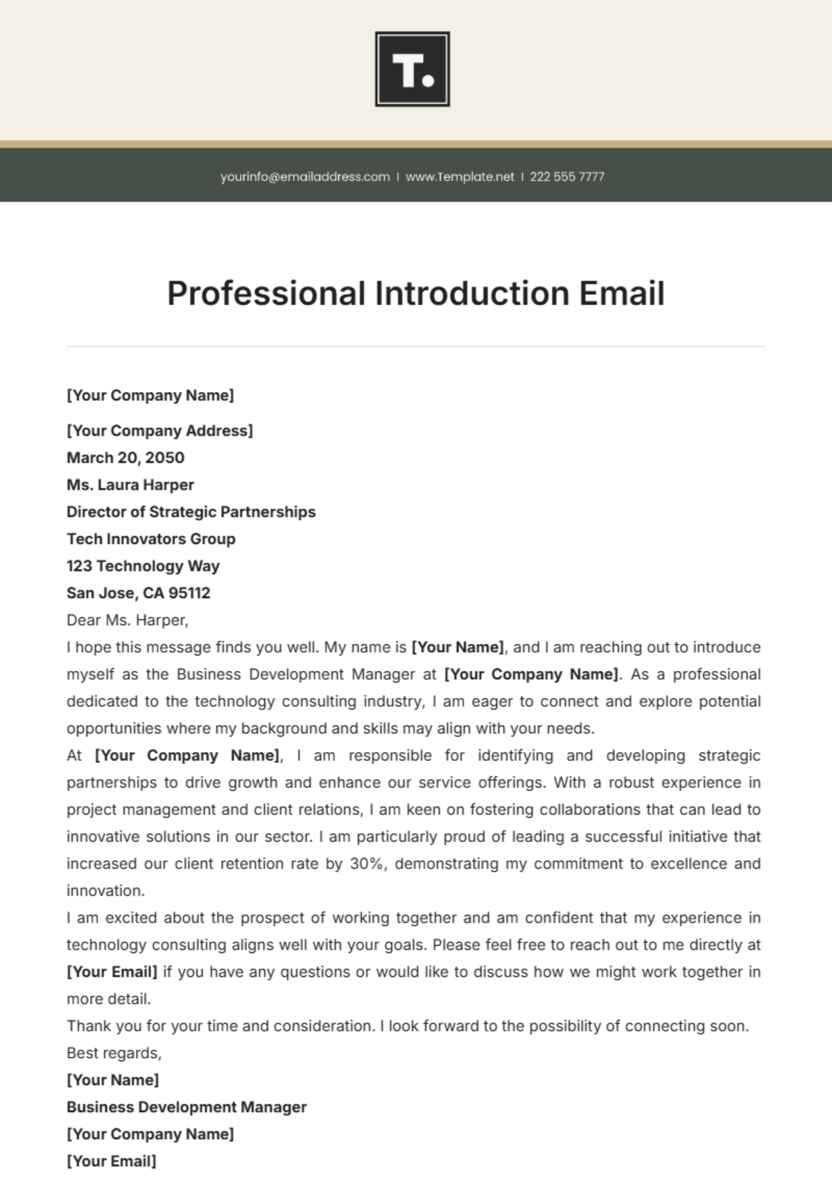 Professional Introduction Email Template