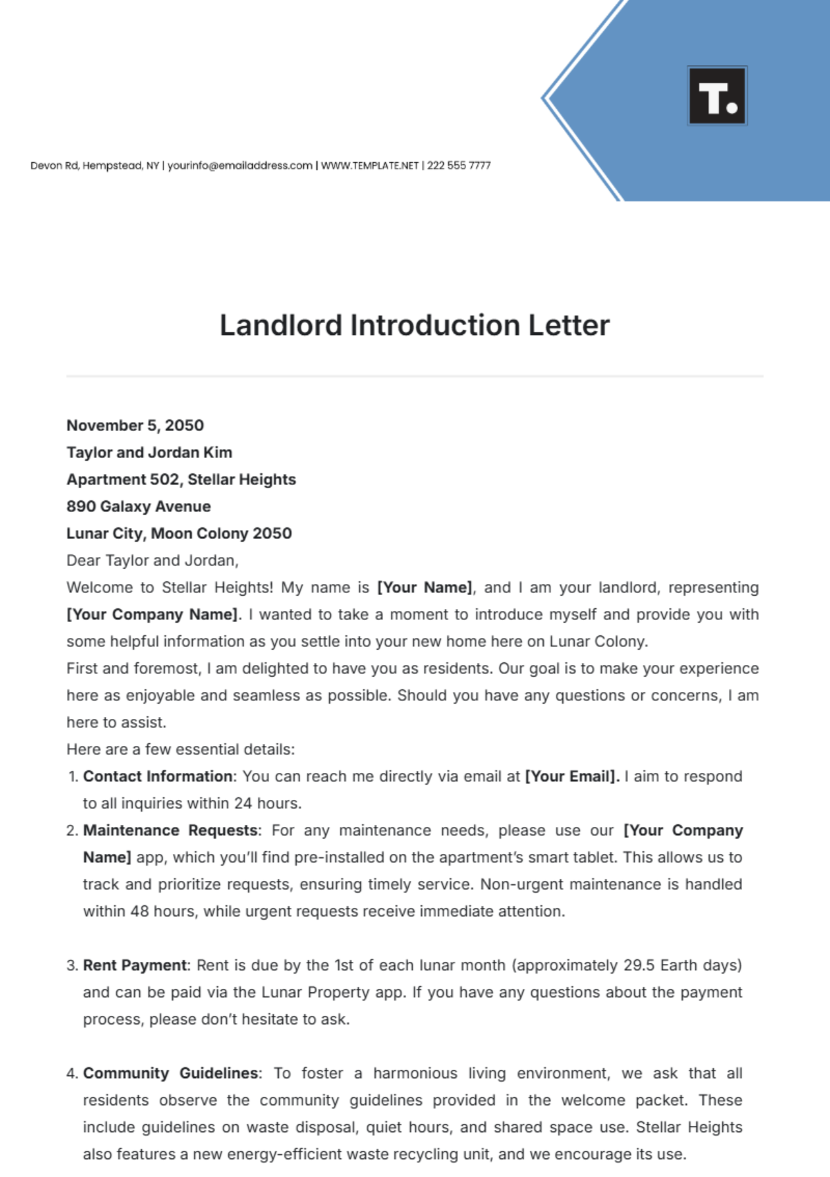 Landlord Introduction Letter Template - Edit Online & Download