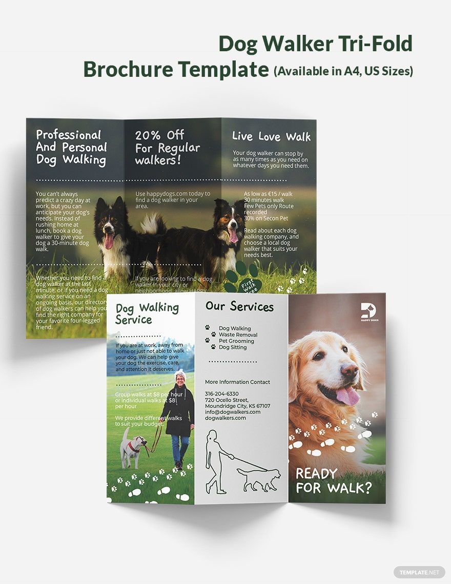 Dog Walker Tri-Fold Brochure Template