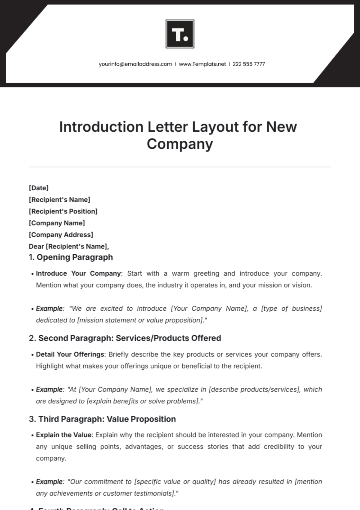 Introduction Letter Layout for New Company Template