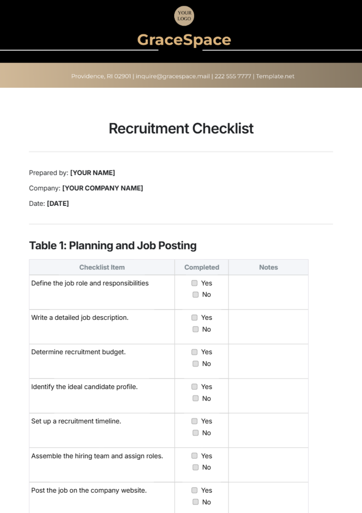 Recruitment Checklist Template - Edit Online & Download