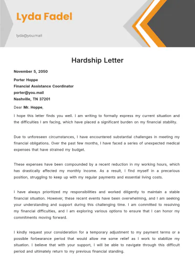 Free Hardship Letter Template to Edit Online