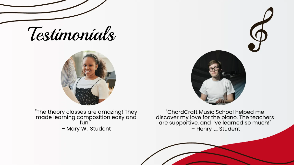 Free Music School Presentation Template to Edit Online