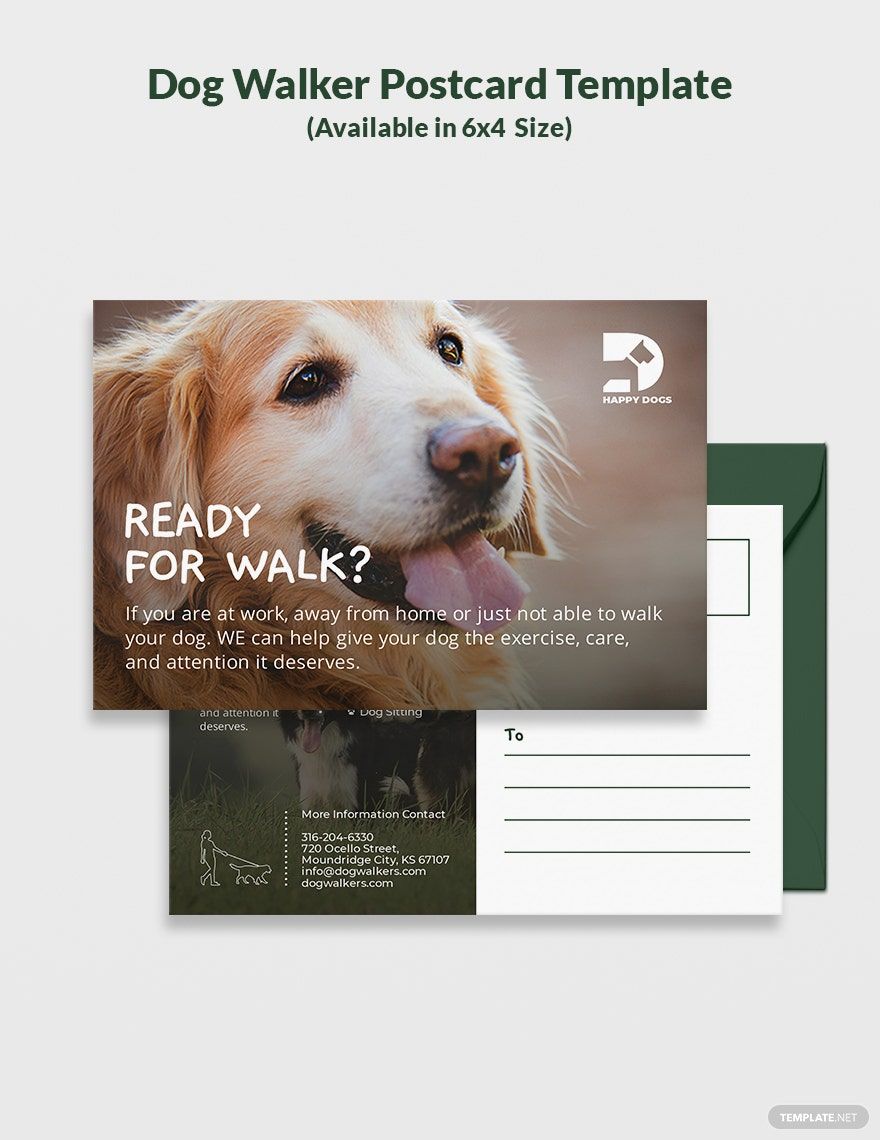 Dog Walker Postcard Template