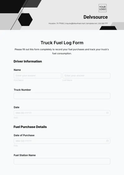 Free Truck Fuel Log Form Template to Edit Online