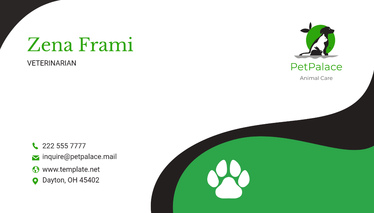 Animal Care Business Card Template - Edit Online & Download