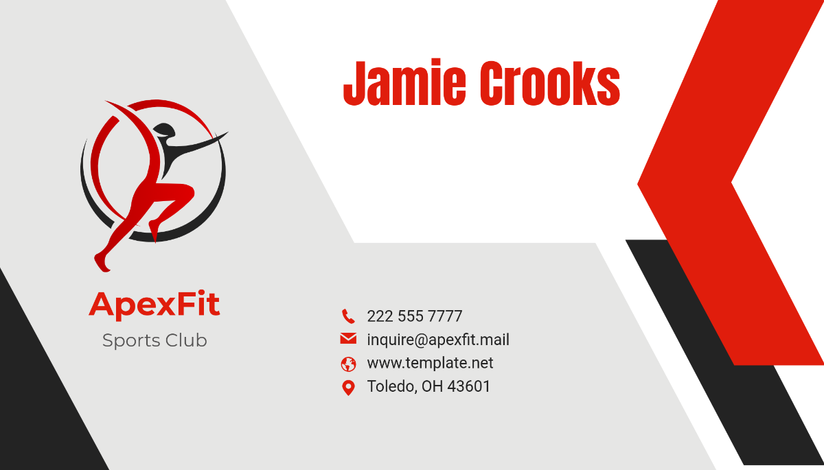 Sports Club Business Card Template - Edit Online & Download