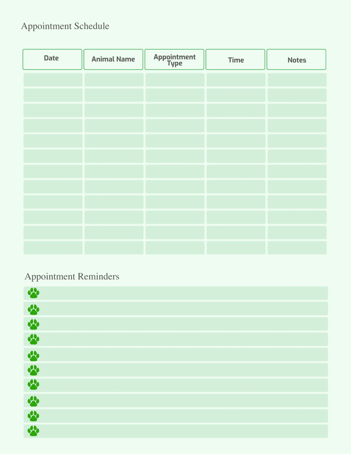 Free Animal Care Planner Template to Edit Online