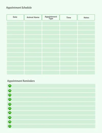 Free Animal Care Planner Template to Edit Online