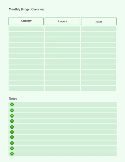 Free Animal Care Planner Template to Edit Online