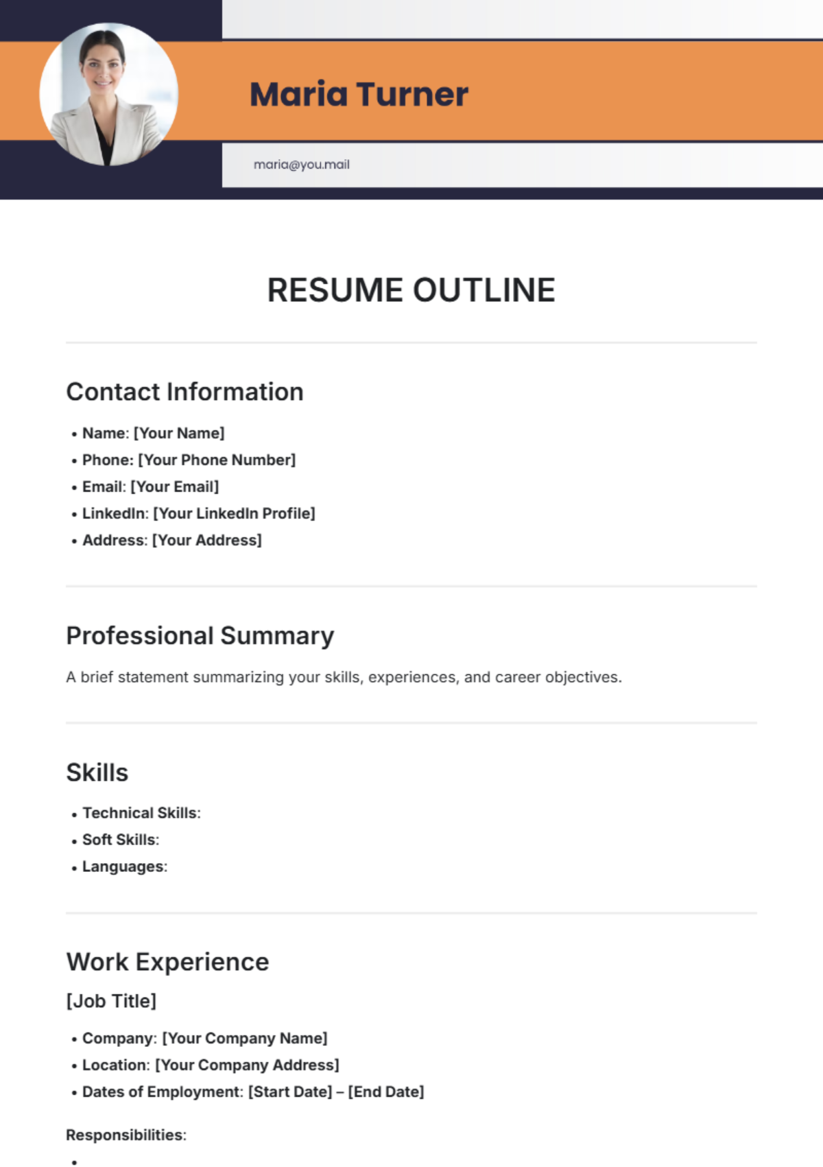 Resume Outline Template