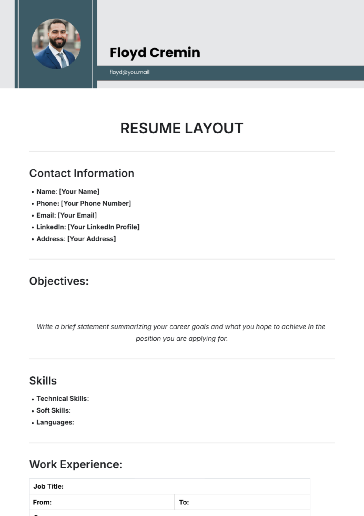 Resume Layout Template