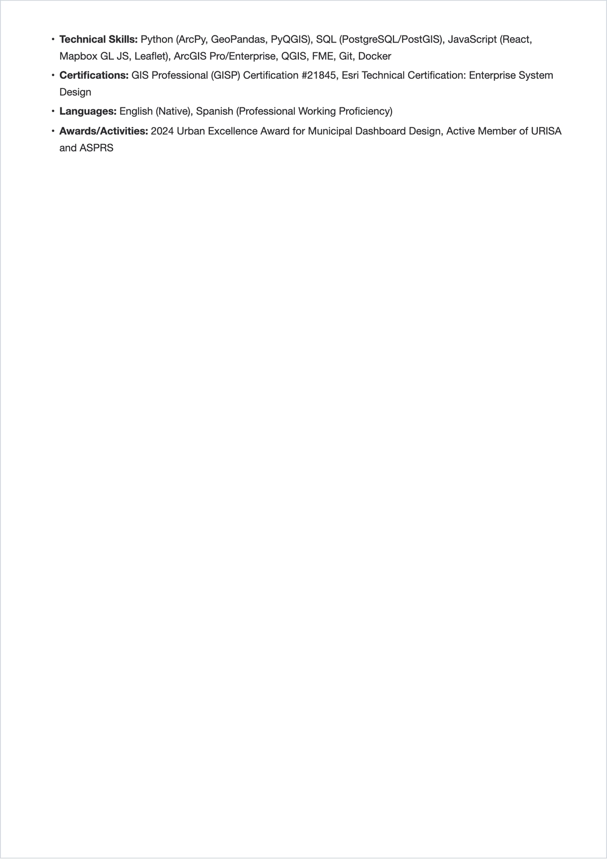 Free GIS Developer ATS Resume Template, AI Resume Builder