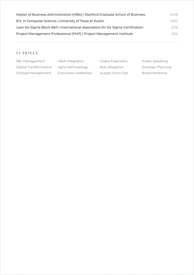 Free Blank Executive ATS Resume Template, AI Resume Builder