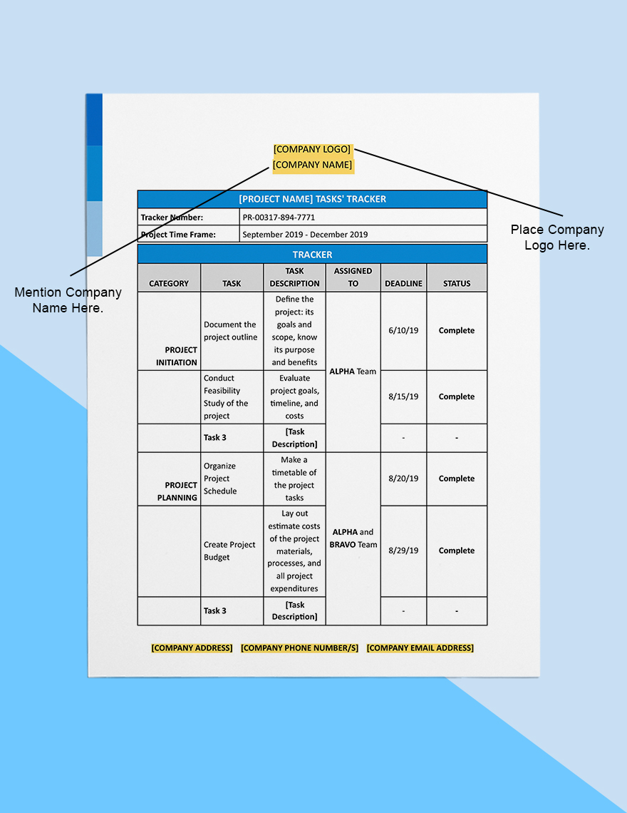 Project & Task Tracking Template - Download in Word, Google Docs, Excel ...