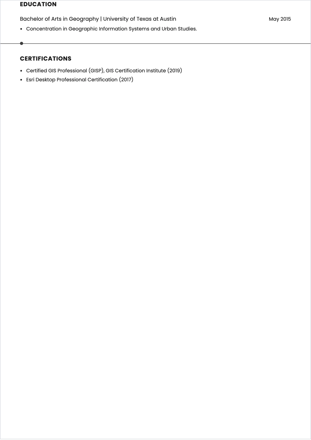 Free Special Analyst GIS ATS Resume Layout Template, AI Resume Builder