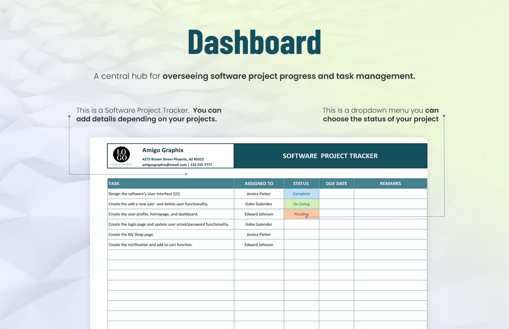 Software Project Tracker Template