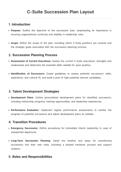 Free C-Suite Succession Plan Layout Template to Edit Online