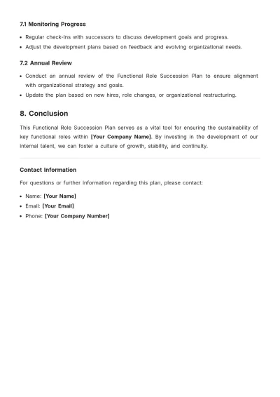 Free Functional Role Succession Plan Template to Edit Online