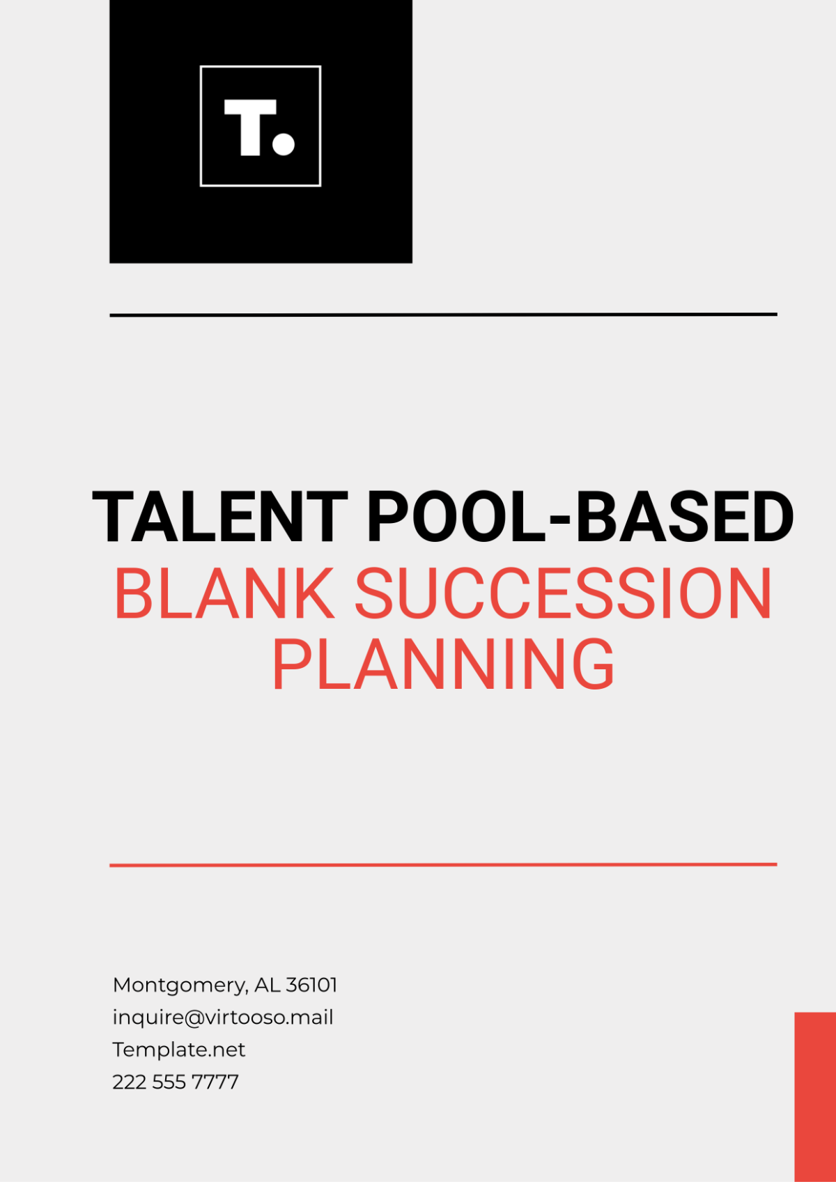 Talent Pool-Based Blank Succession Planning Template