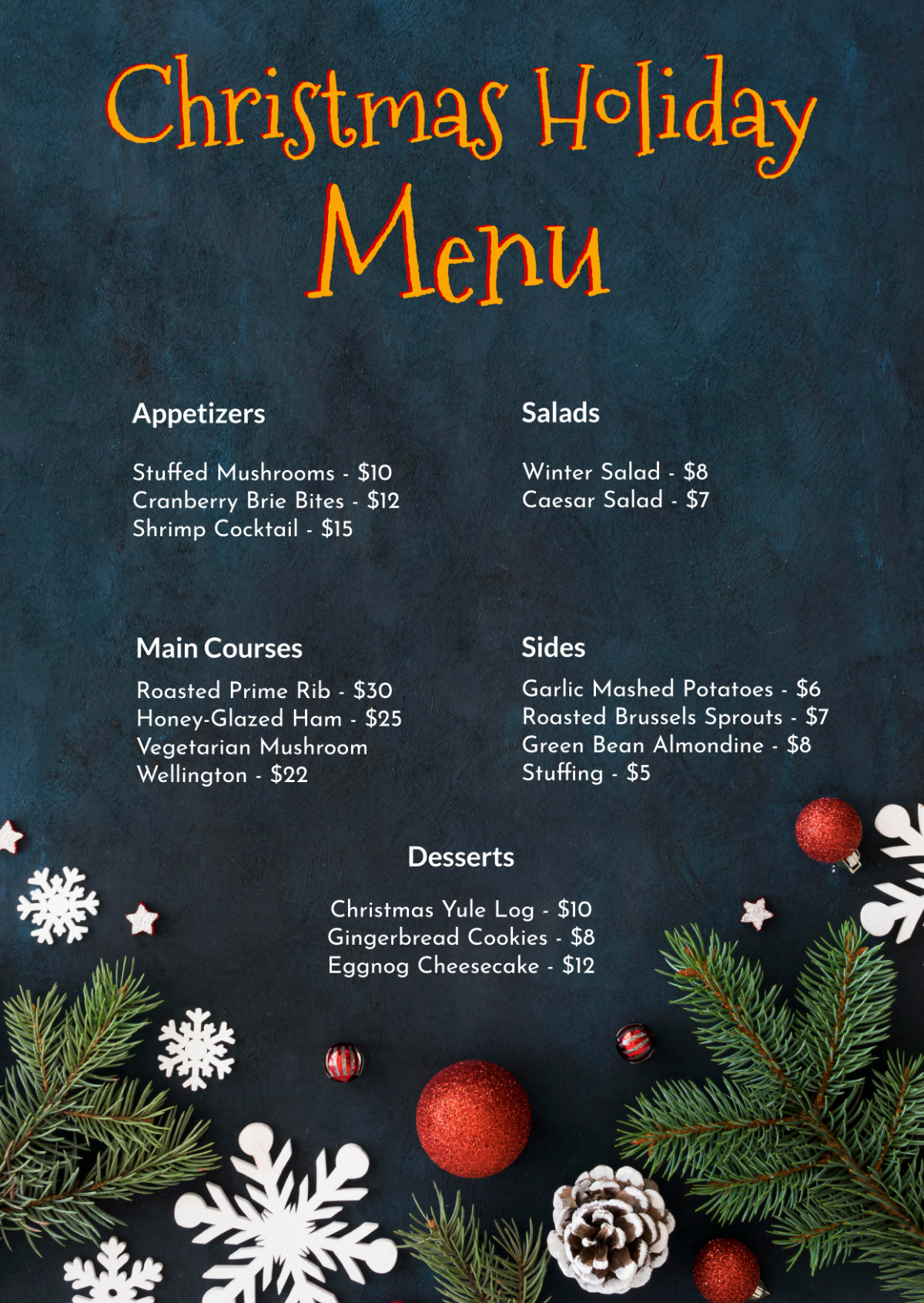 Colorful Christmas Holiday Menu Template - Edit Online & Download