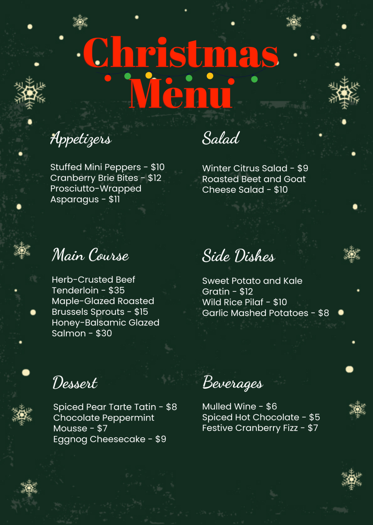 Digital Christmas Menu Design Template - Download | Template.net