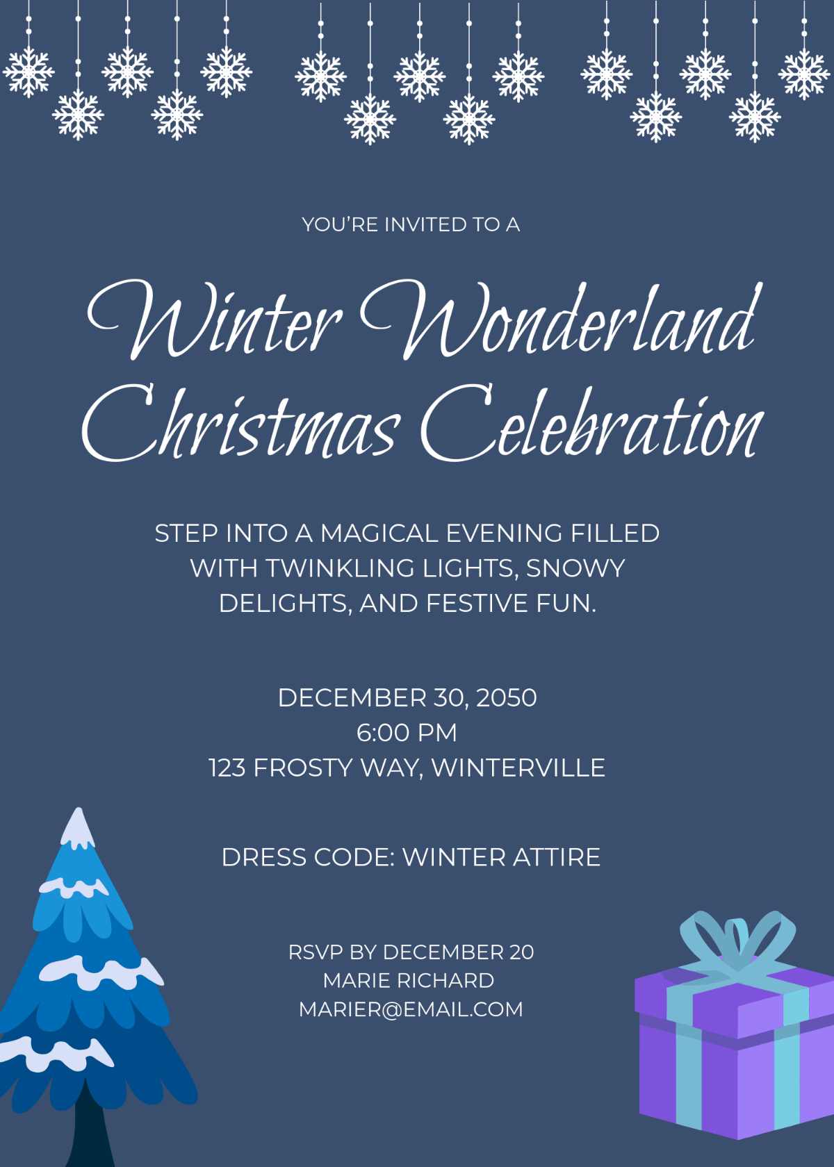 Free Winter Wonderland Christmas Invitation Template