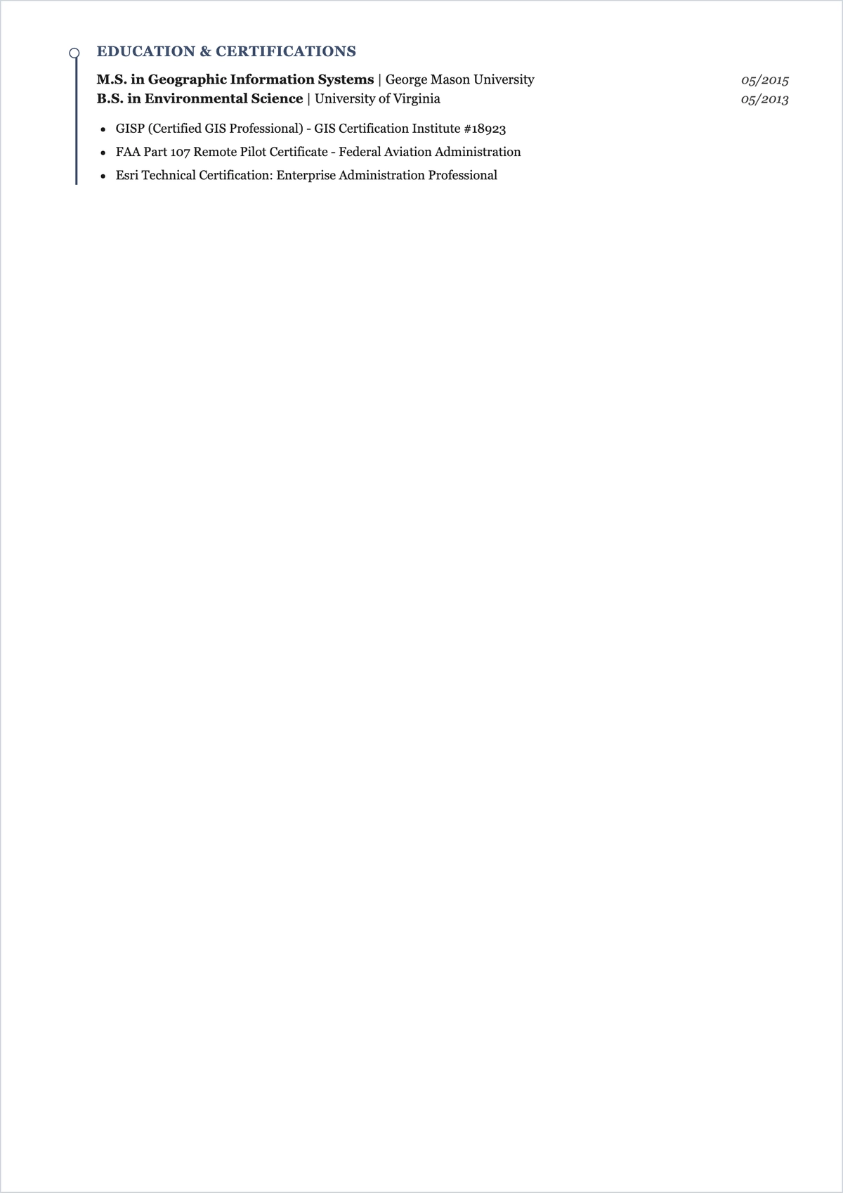 Free Geospatial Data GIS Resume Format Template to Edit Online
