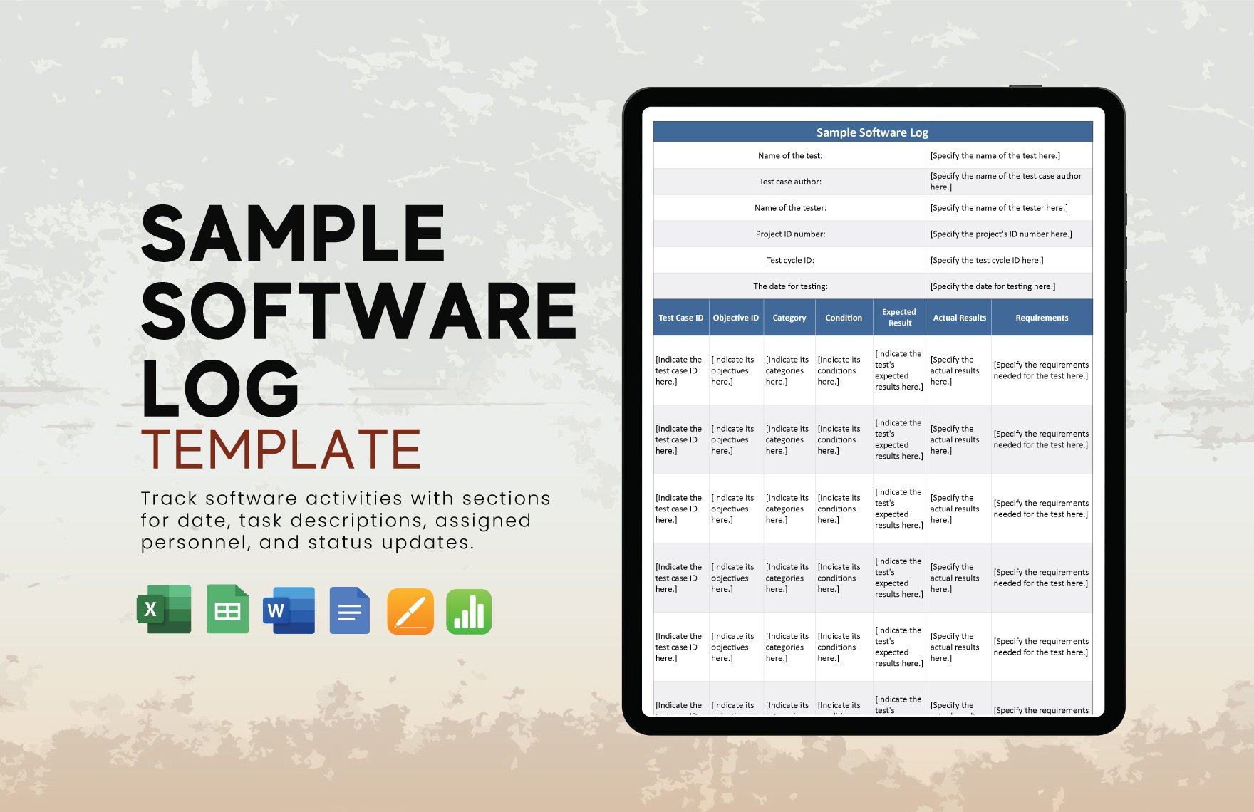 Sample Software Log Template in Word, Google Docs, Excel, Google Sheets, Apple Pages, Apple Numbers