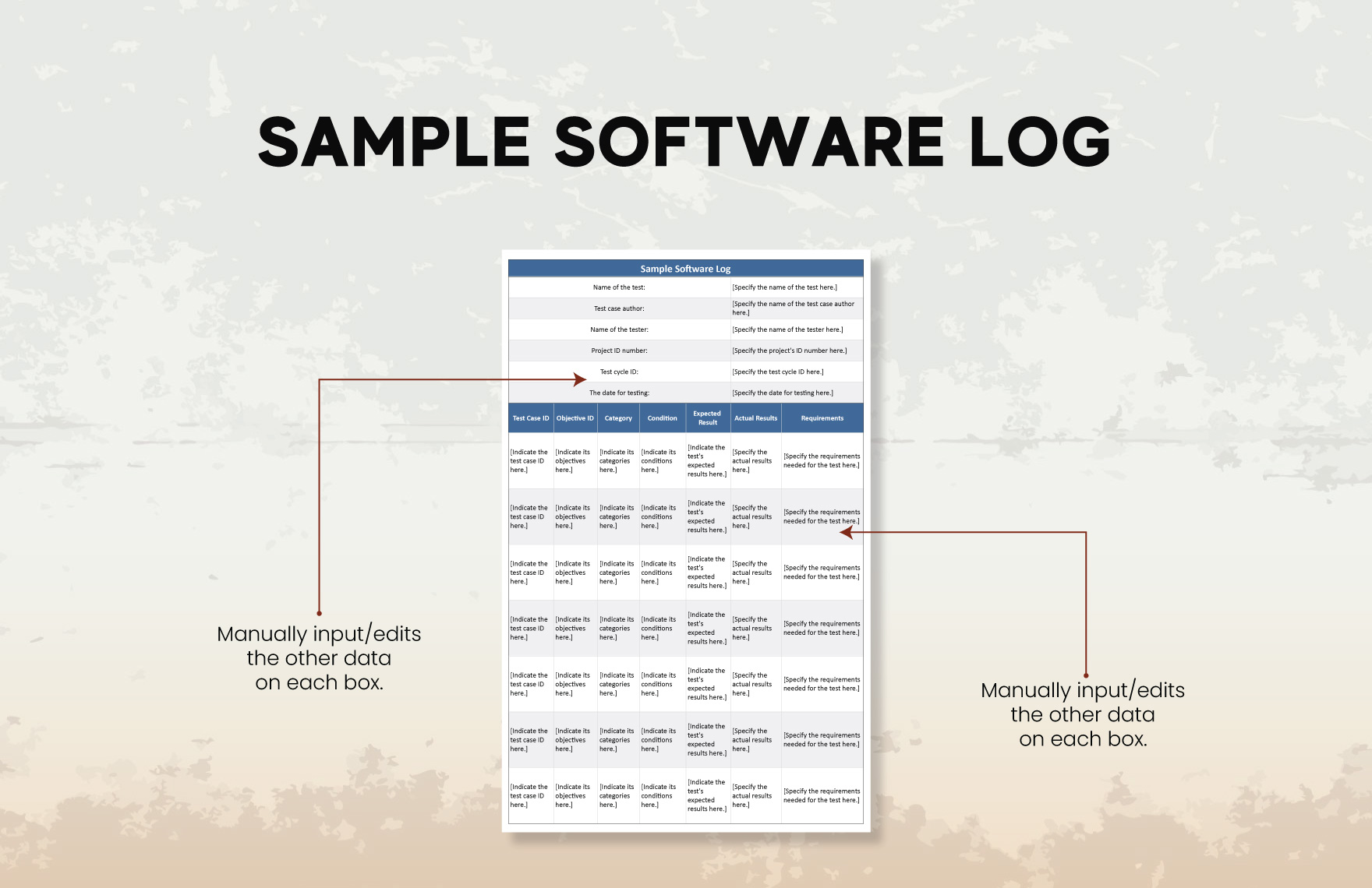 Sample Software Log Template