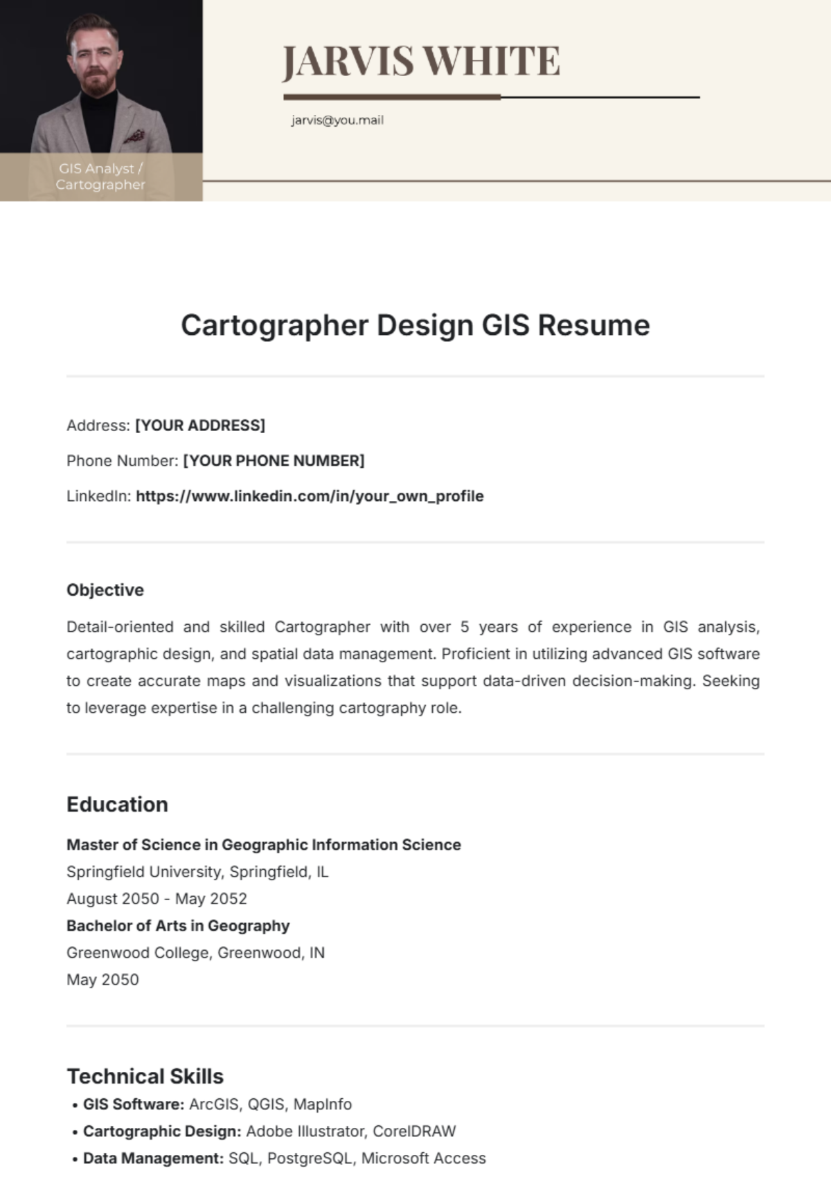 Cartographer Design GIS Resume Template